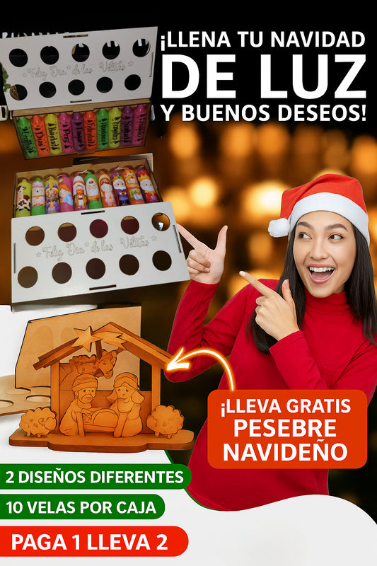 Promo 2 x 1 Cajitas navideñas deseos🕯️ + Obsequio pesebre navideño🎁