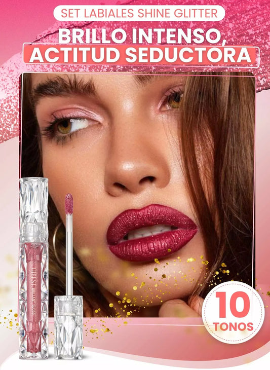 Labial líquido Shine Glitter de larga duración 💄